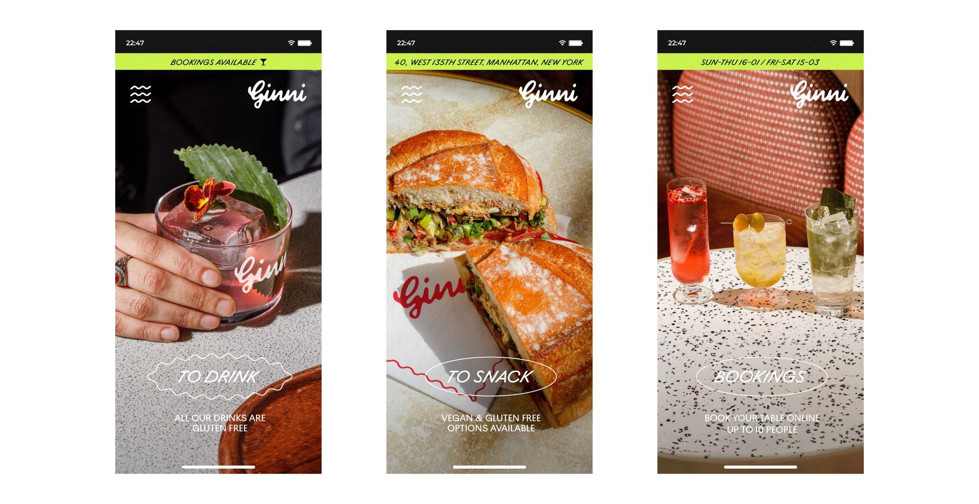 Ginni - Website mobile version