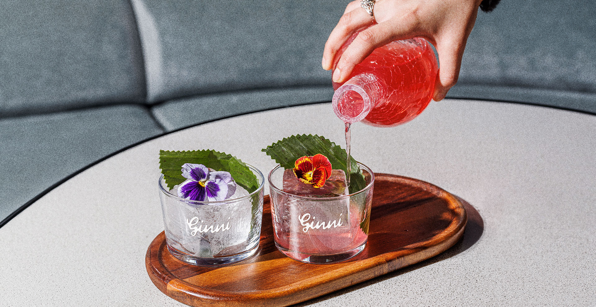 Ginni - Cocktail glasses with Ginni's logo